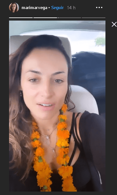 “Aquí vamos India”, decía la primera historia que grabó Marimar desde el avión.