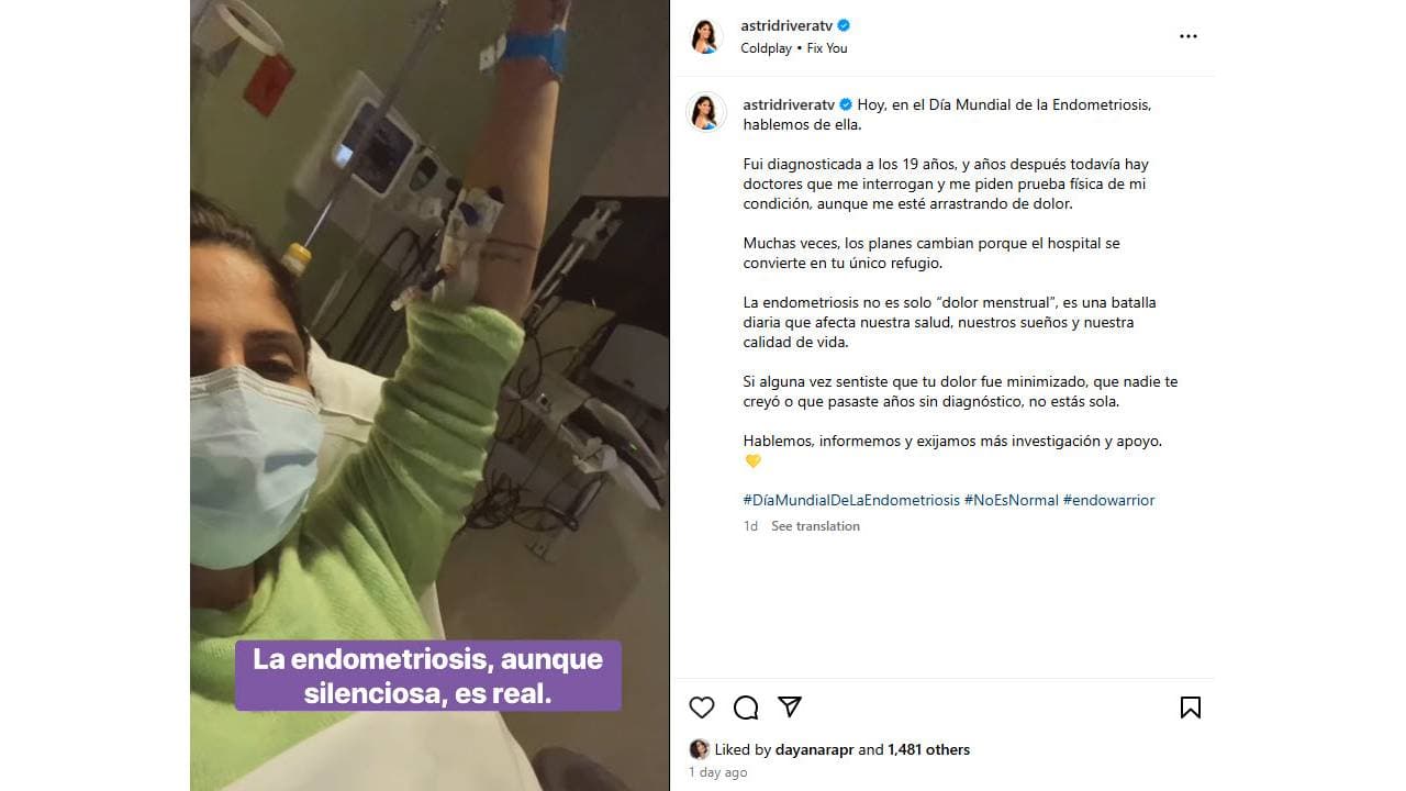 Astrid Rivera padece endometriosis.
