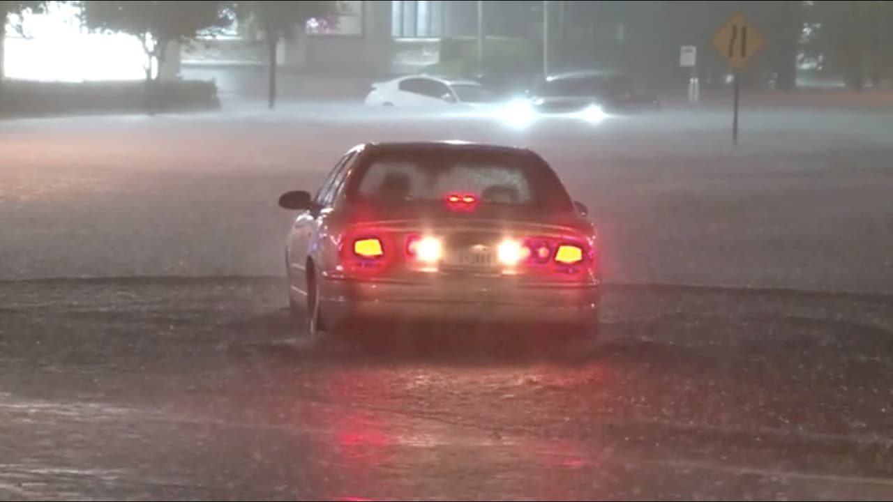Vehicles were caught in the flooding.