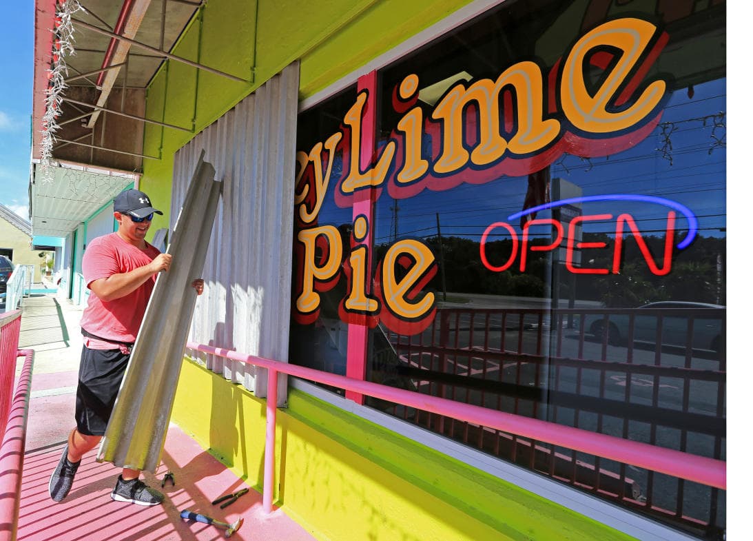 A store in Key Lardo boarding up before Irma's arrivals. An evacuation is underway in the Florida Keys.