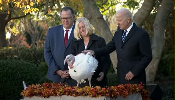 el presidente de la Federación Nacional de Pavos, Phil Seger, dijo que Peanut Butter y Jelly pesan alrededor de 40 libras y se criaron en Jasper, Indiana. La granjera Andrea Welp dijo que criar pavos para el indulto presidencial fue "muy divertido".