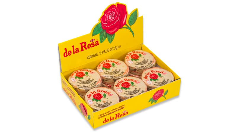 <b>Mazapán de la Rosa </b>
<br>Este dulce ha sobrevivido a varias generaciones y ya tiene más de setenta años en el mercado mexicano. El mazapán es un polvorón que se prepara con adictivo maní tostado.