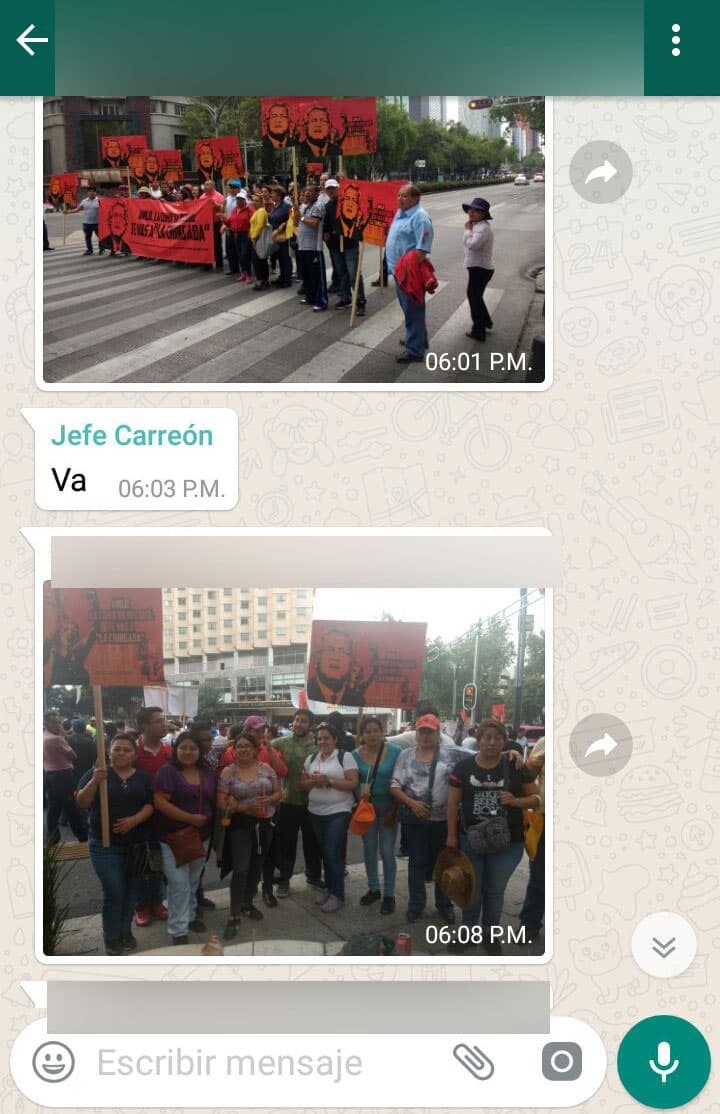 Durante la jornada, los líderes y manifestantes aseguran que reportaban los avances por medio de estos mensajes.