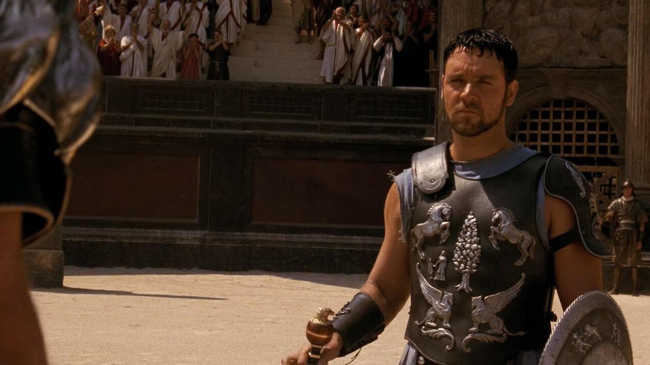 Russel Crowe en su papel como el gladiador Máximo.