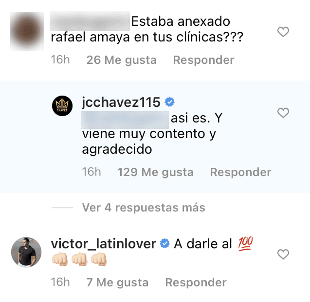 Aunque en principio respondió a un usuario que le preguntó si el intérprete mexicano había estado anexado en una de sus clínicas: "Así es. Y viene muy contento y agradecido", más adelante borró el comentario.