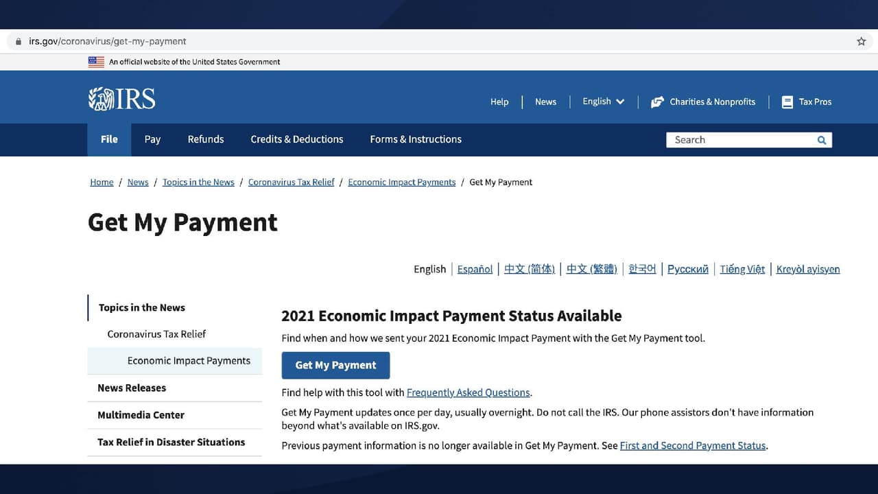 Cuando ingrese, el sistema mostrará uno de varios mensajes, según 
<a href="https://www.irs.gov/coronavirus/get-my-payment" target="_blank">el sitio web del IRS. </a>
<br>
