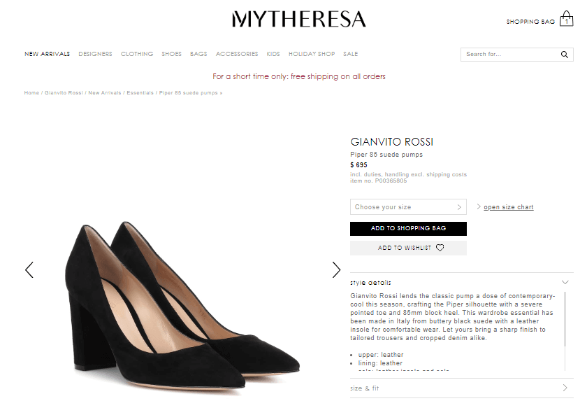 De acuerdo con el sitio de compras en línea 
<a href="https://www.mytheresa.com/en-us/gianvito-rossi-piper-85-suede-pumps-1114359.html?catref=category&utm_source=affiliate&utm_medium=affiliate.linkshare.uk&ranMID=35663&ranEAID=TnL5HPStwNw&ranSiteID=TnL5HPStwNw-ADWeQGYsAqlLH80bW8jYeQ" target="_blank">My Theresa</a>, el costo de los zapatos que vistió Kate es de $695 dólares.