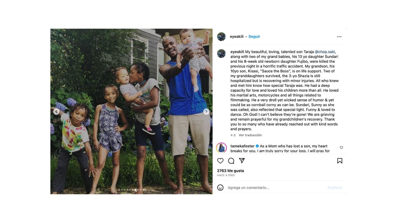 Taraja Ramsess y tres de sus hijos murieron en un accidente automovilístico.