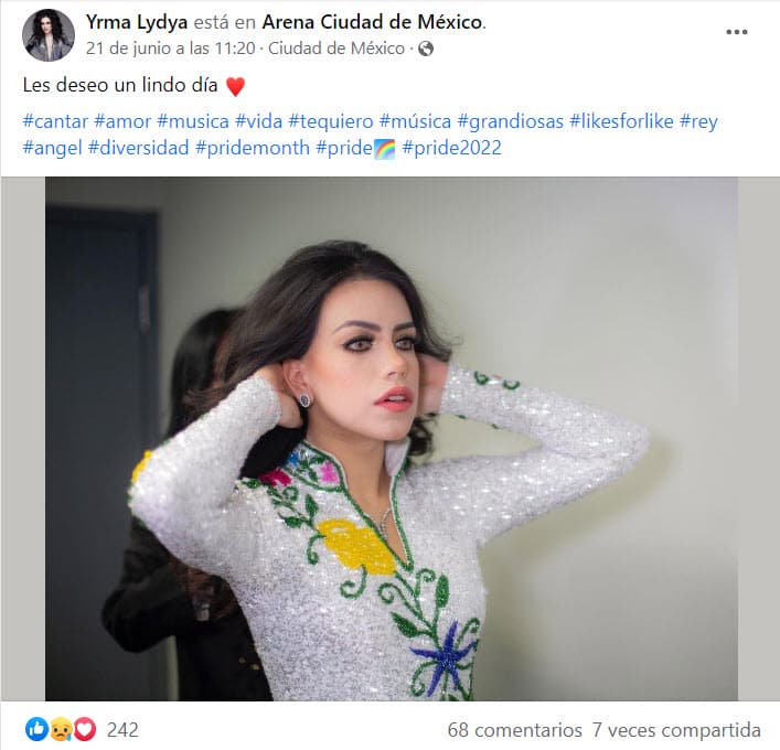 Fue el pasado 21 de junio cuando hizo sus dos últimas publicaciones en Facebook. Por la mañana deseó "lindo día" con esta fotografía.
<br>