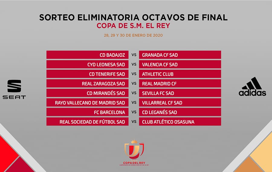 Barcelona-Leganés y Zaragoza-Real Madrid se miden en Copa del Rey