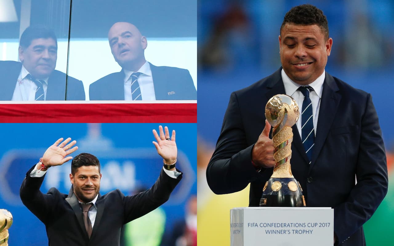 Varias figuras retiradas del fútbol y campeones de la Copa Confederaciones le dieron brillo a la final con su presencia en el estadio de San Petersburgo, en Rusia.