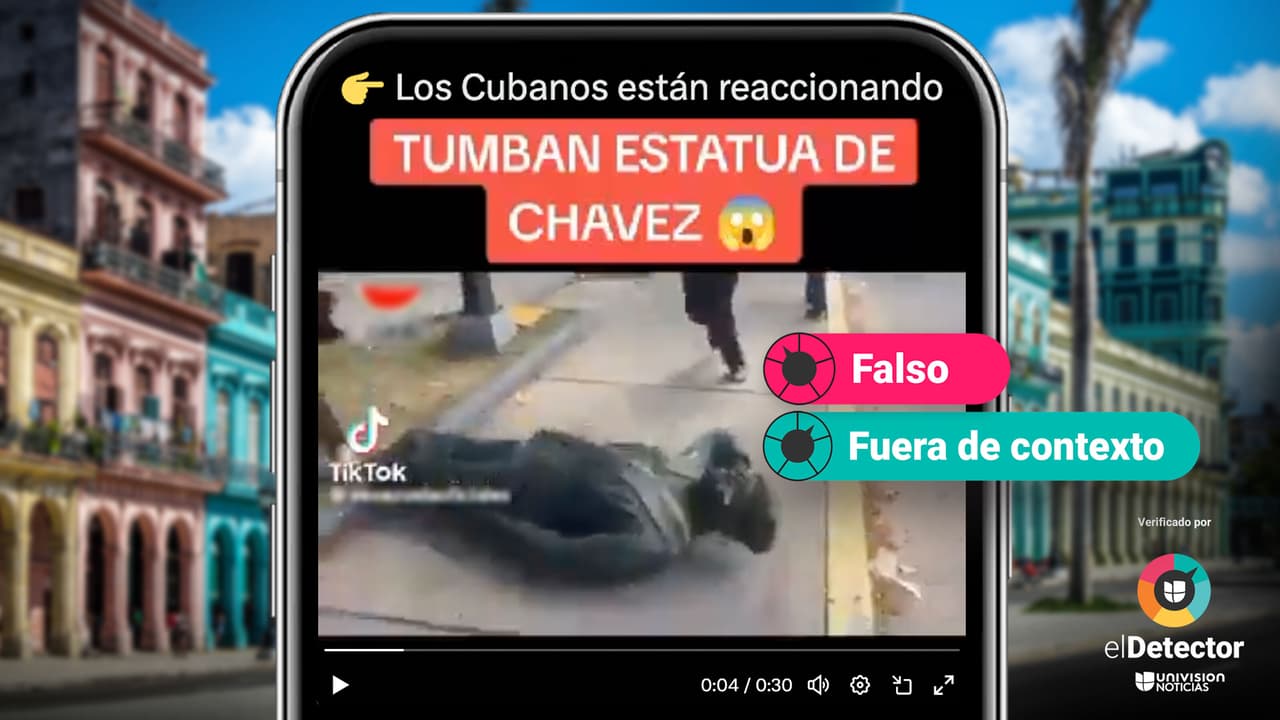 Esa estatua de Hugo Chávez no fue derrumbada durante  las recientes protestas en Cuba 