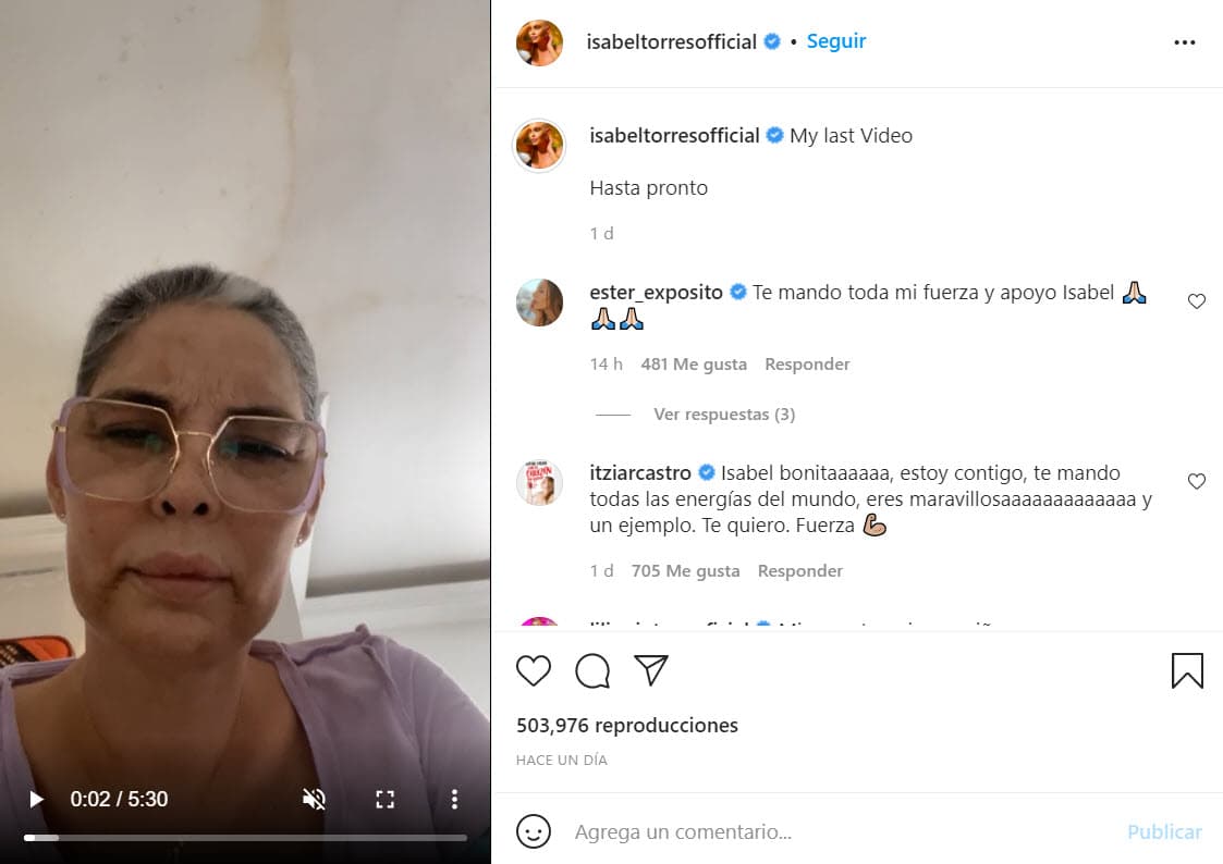 El último video de Isabel Torres en Instagram.