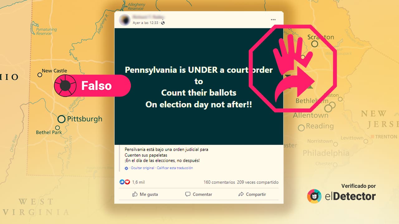 Pennsylvania NO está "bajo una orden judicial” para contar las papeletas el mismo día de la elección 