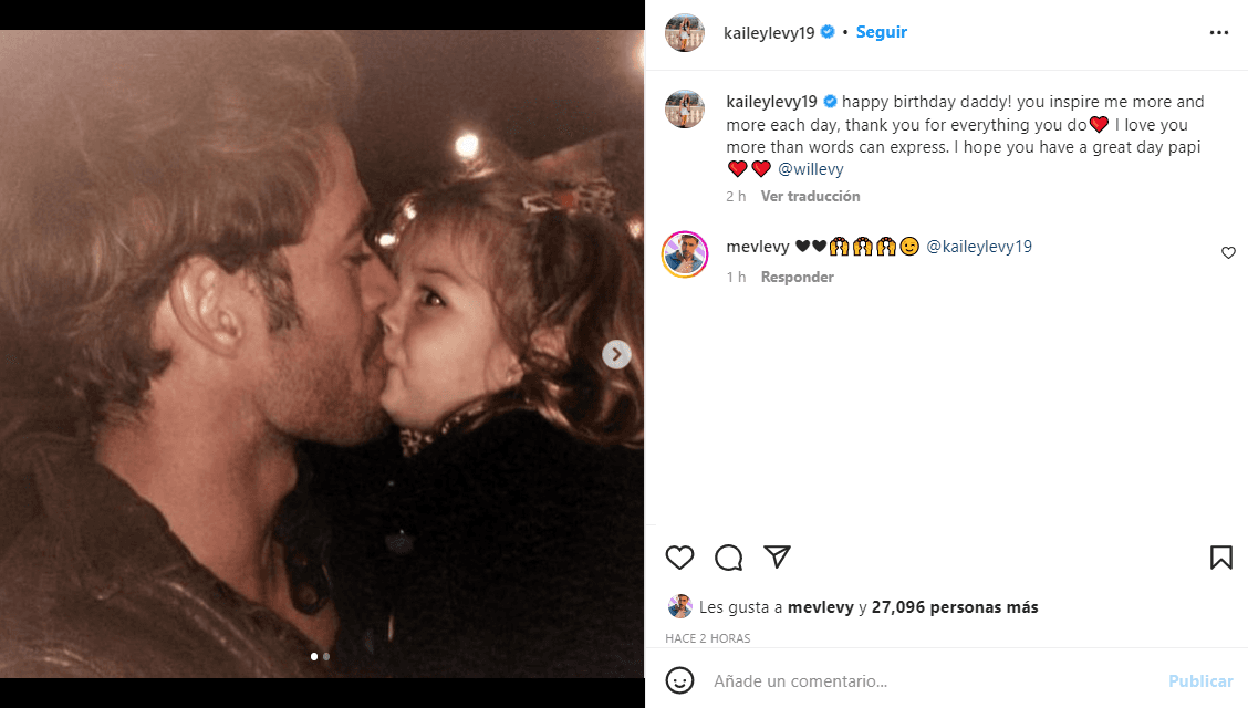 “¡Feliz cumpleaños papá! Me inspiras más y más cada día, gracias por todo lo que haces. Te amo más de lo que las palabras pueden expresar. Espero que tengas un gran día papi”, expresó la pequeña.