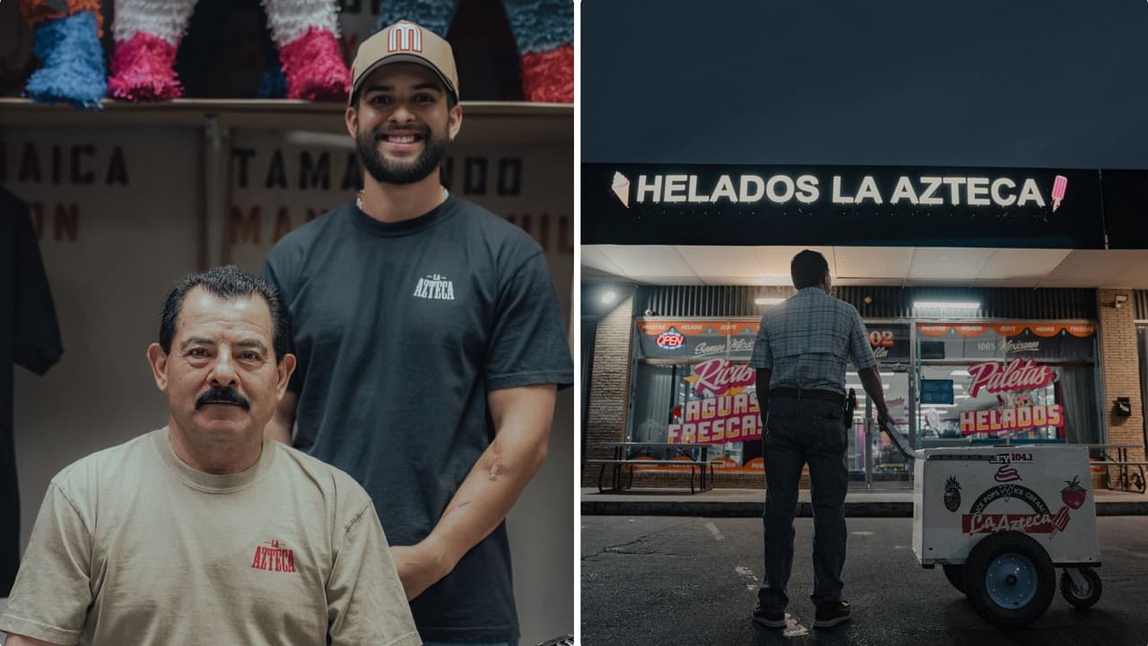 Alfredo García y su hijo Eduardo García, dueños de Helados La Azteca, en Waco.