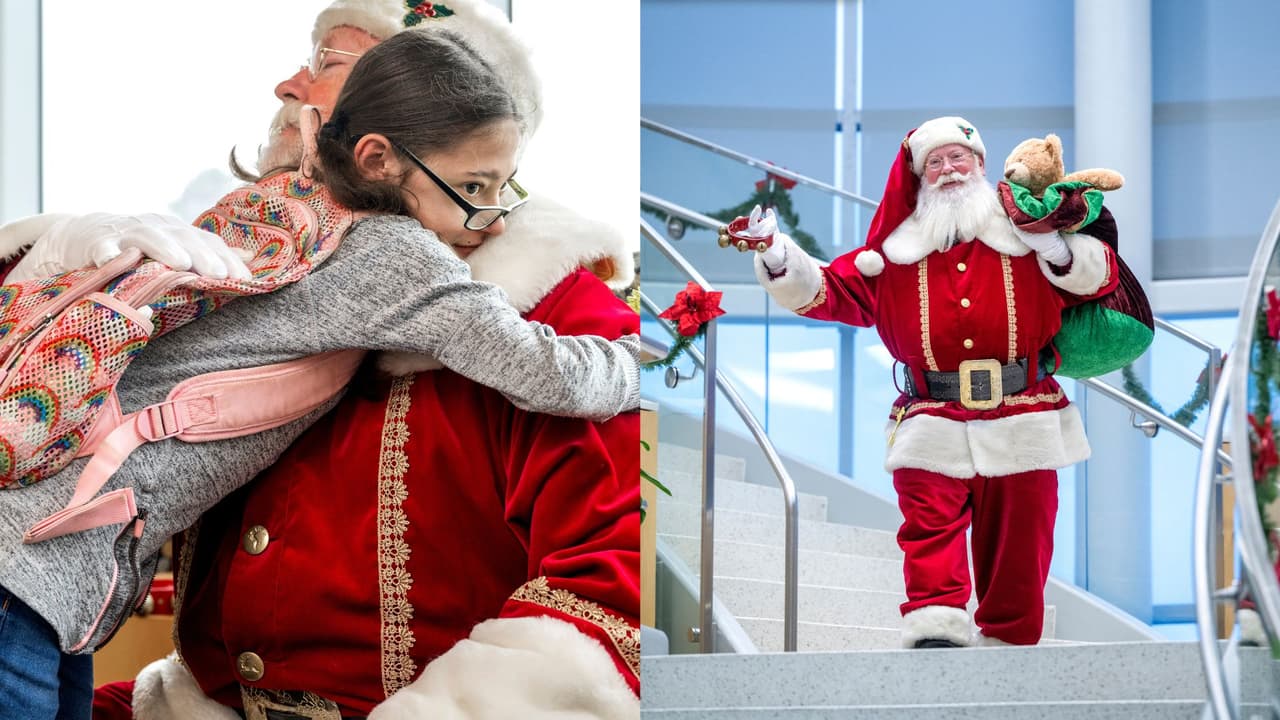 La primera parada de Papá Noel fue para visitar a los pacientes y 
<b>llevar alegría navideña a los niños del Texas Children's Hospital The Woodlands.</b>