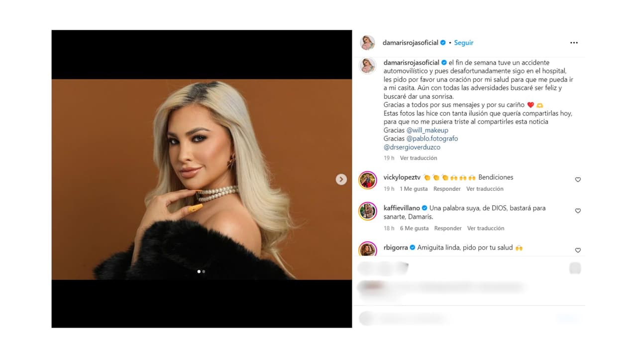 Damaris Rojas pide oraciones para recuperar su salud.