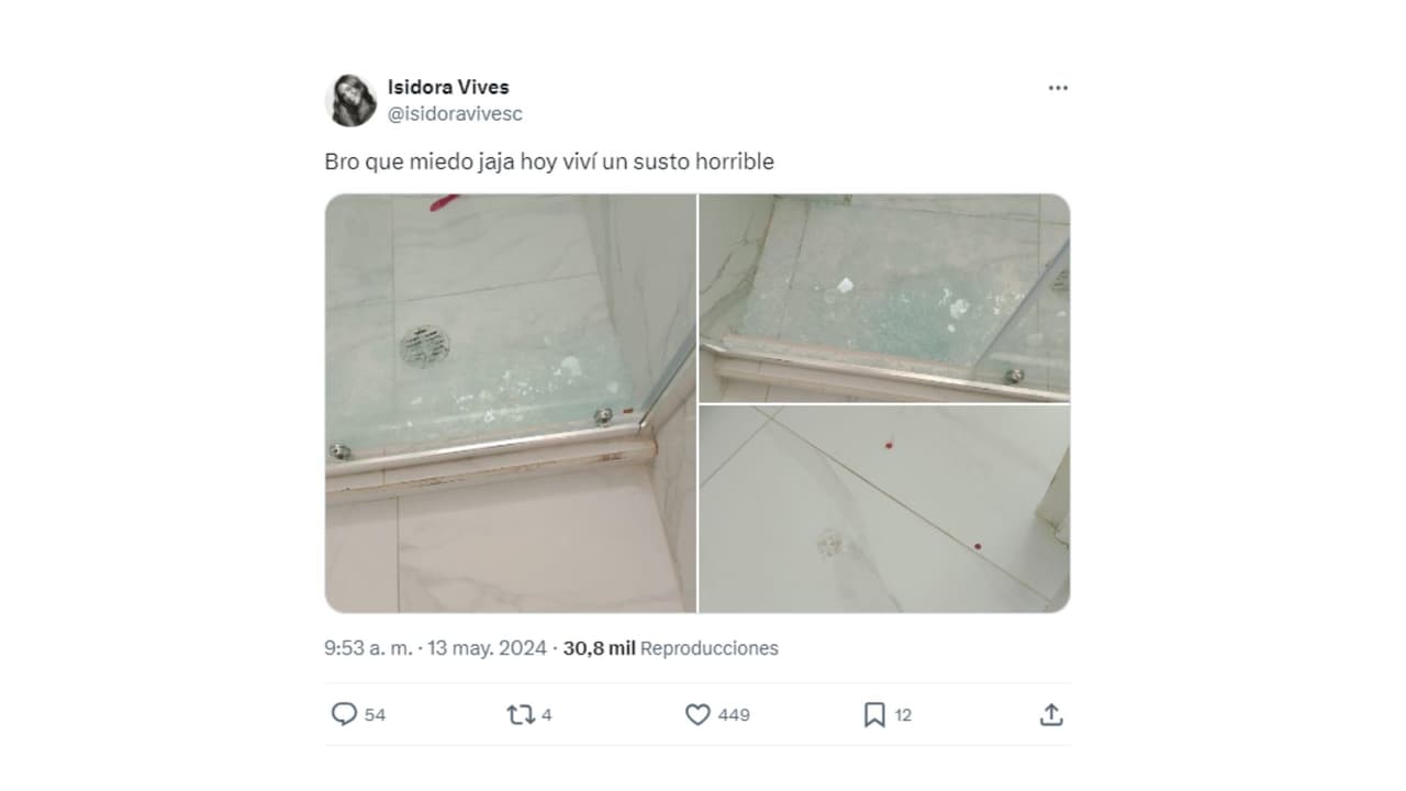 Así quedó la puerta de baño de Isi Vives.