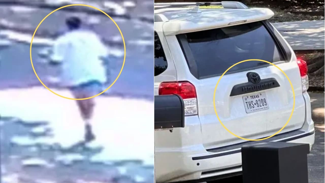 La policía de Dallas compartió capturas de un video de seguridad en el que se observa al sospechoso y su camioneta.