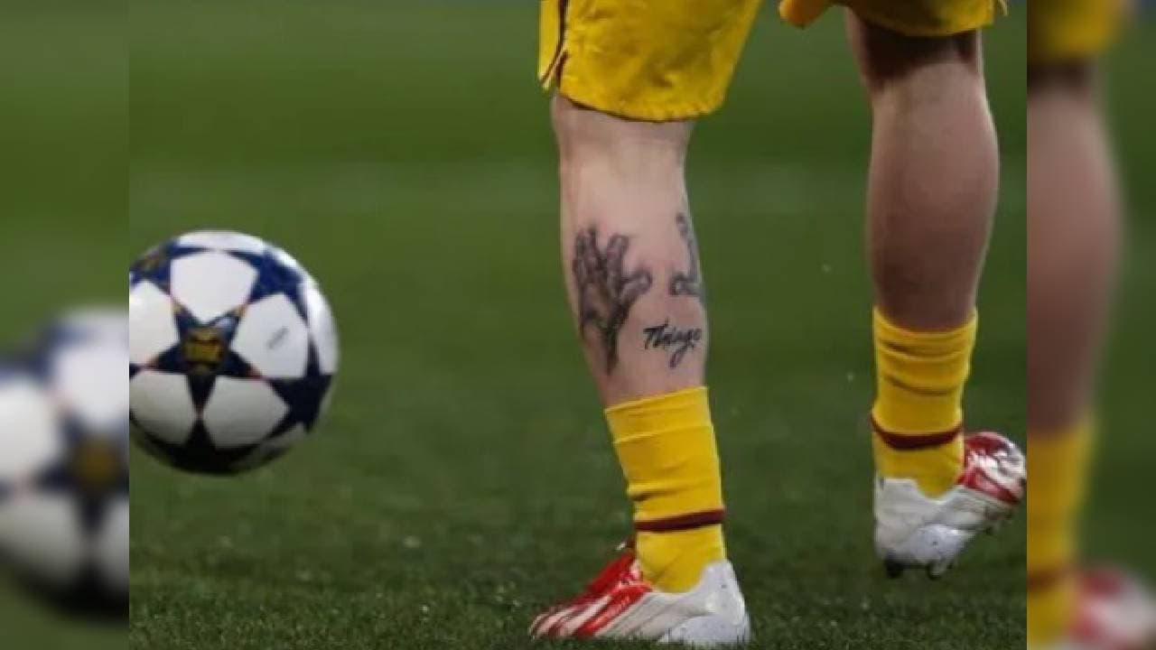 El nombre de su hijo Thiago, en la pierna más valiosa del jugador.