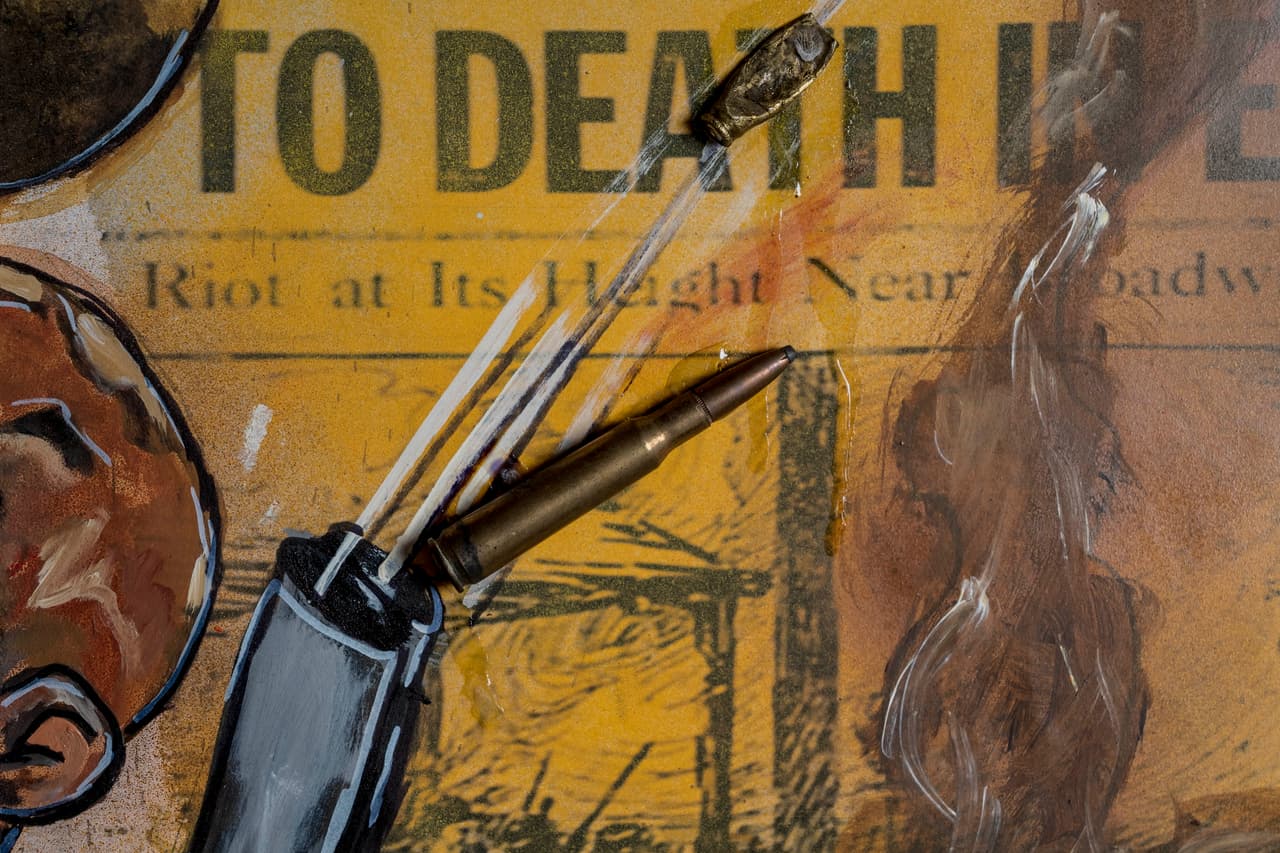 Un detalle de la pintura de Ash “The Gathering”.