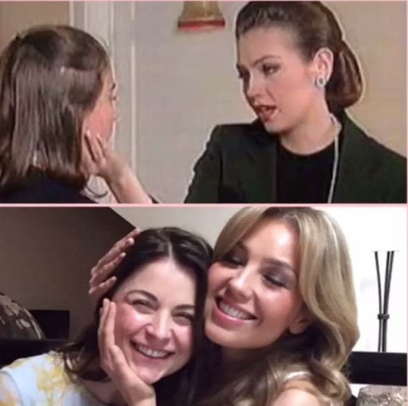 Thalía aprovechó el reencuentro para hacer comparaciones del antes y el después de ambas actrices, que actualmente lucen casi de la misma edad.