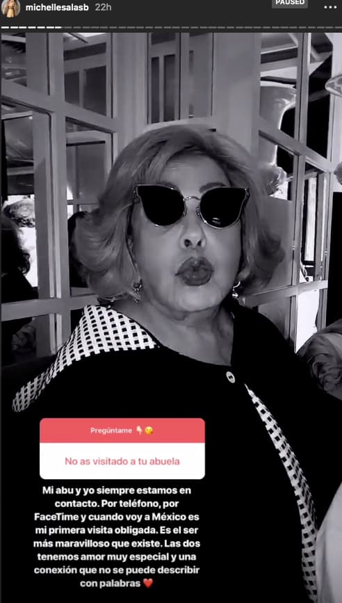 Sus seguidores también le preguntaron por su bisabuela Silvia Pinal, aseguró que tienen "un amor muy especial y una conexión que no se puede describir con palabras".