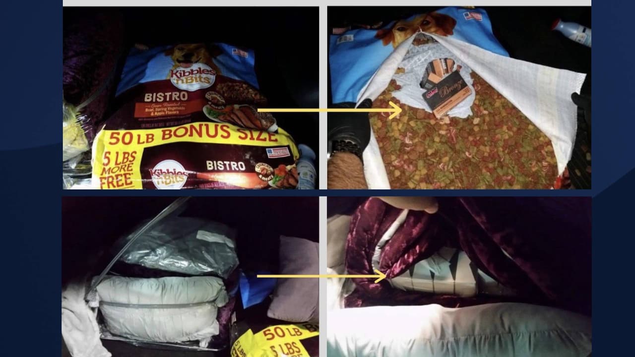 <a href="https://twitter.com/CBPPortDirNOG/status/1441250005503733765/photo/1" target="_blank">Municiones y comida para el perro</a>: Las imágenes fueron publicadas por el director Michael Humphries, quien dijo que fueron los oficiales del Puerto de Nogales que descubrieron más de 4,000 rondas de municiones escondidas dentro de una manta y una bolsa de comida para perros en un vehículo que se dirigía a México.