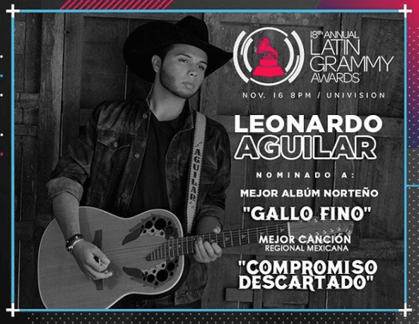 De esta manera es como Leonardo Aguilar celebró sus dos nominaciones dentro de Latin Grammy 2017, quien compartió esta imagen a través de sus redes sociales.