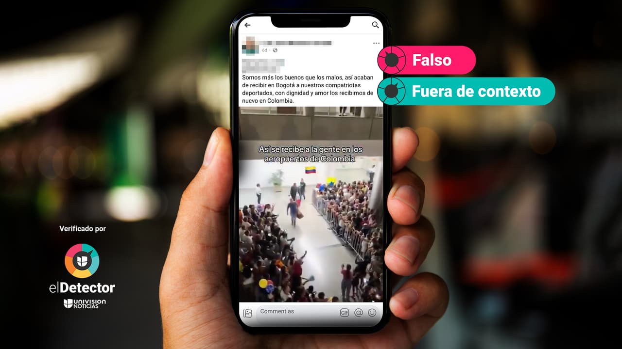 Ese video de una multitud de personas en un aeropuerto con banderas amarillo, azul y rojo NO muestra el recibimiento a deportados colombianos en su país