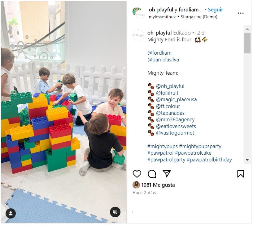 Ford, hijo de Pamela Silva, disfrutando de su fiesta de cumpleaños.