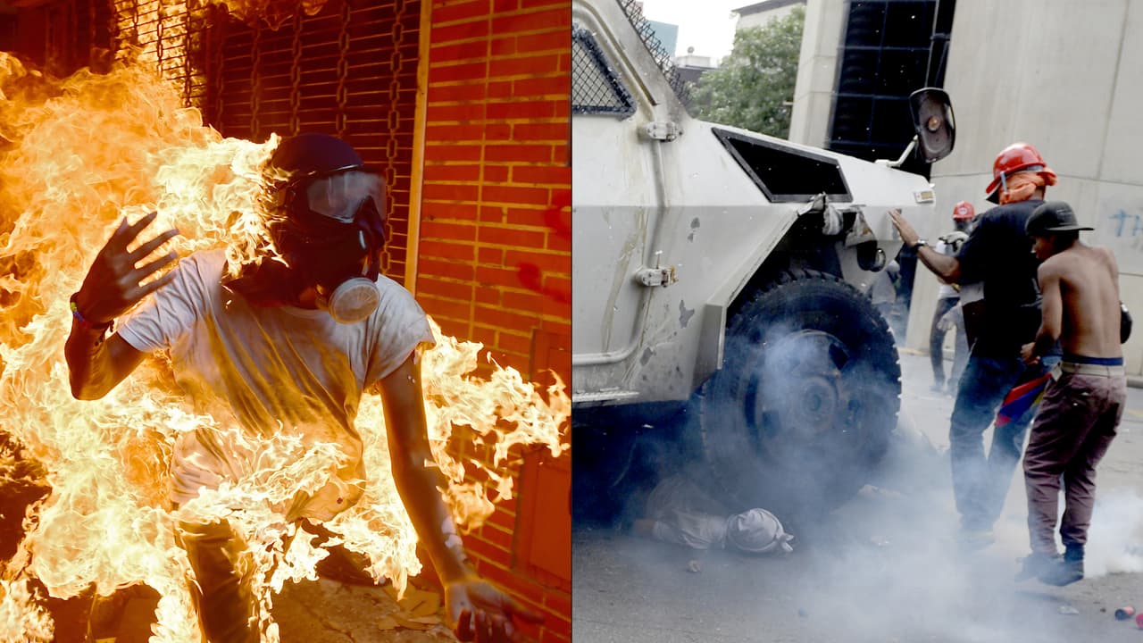 Un muerto, dos jóvenes quemados y uno bajo una tanqueta militar: recrudece la violencia en las protestas en Venezuela