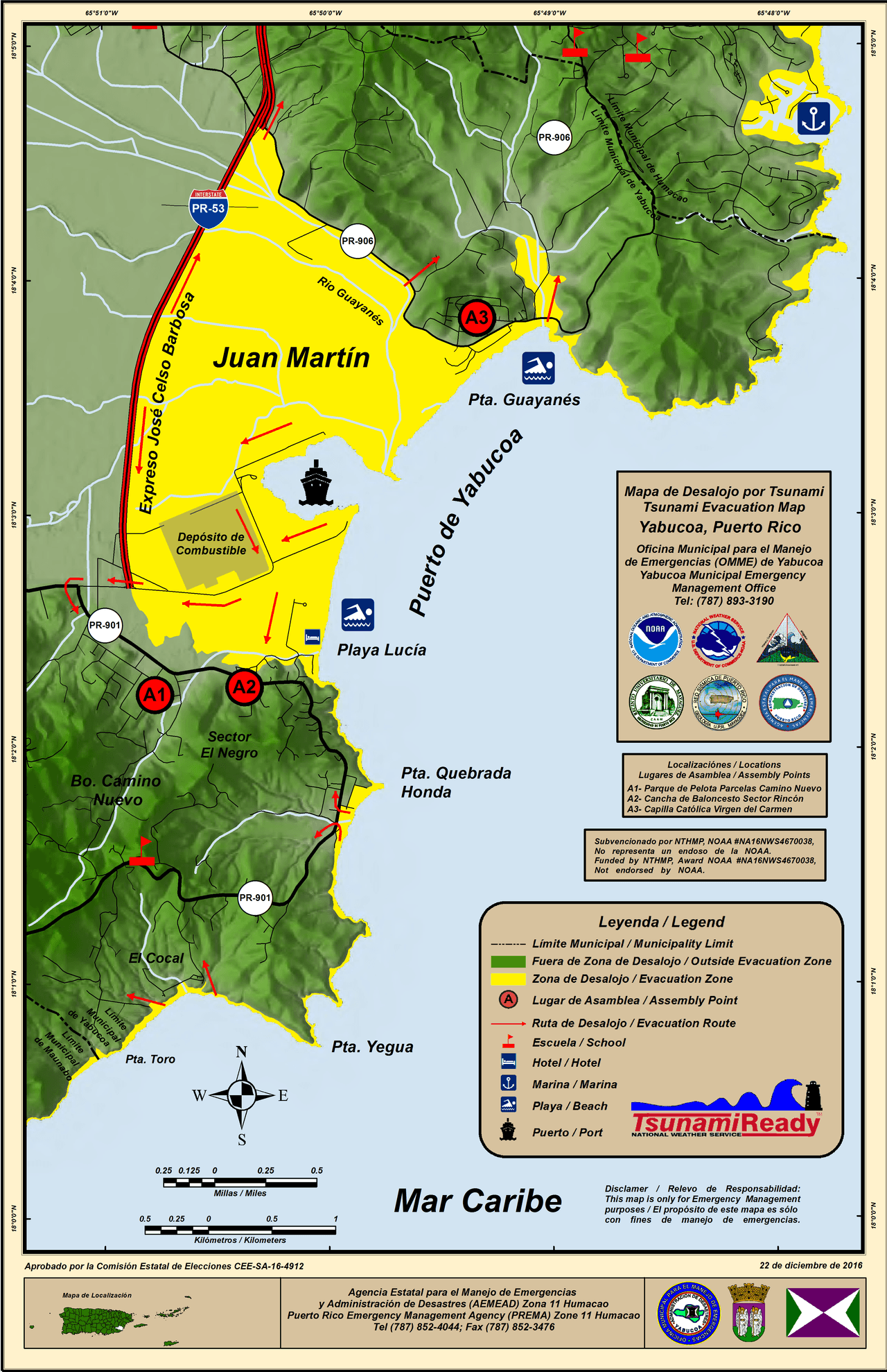 Mapa de desalojo de Yabucoa
