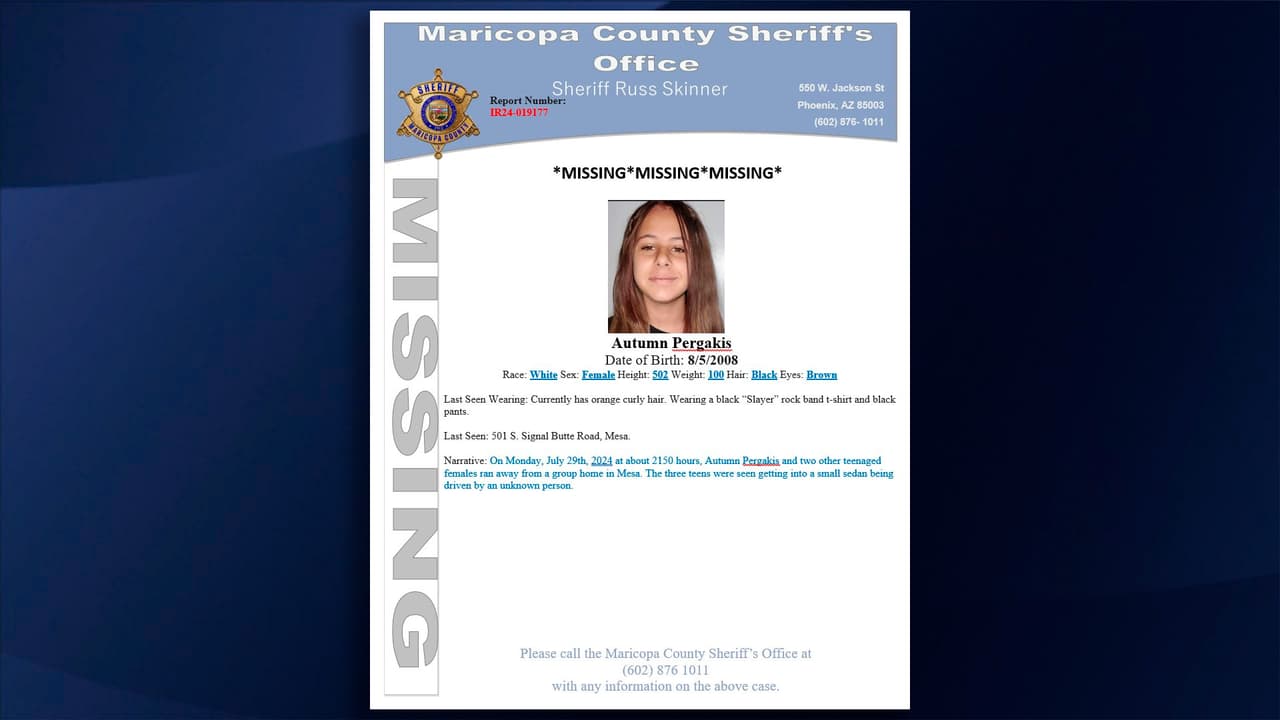 <b>Autumn Pergakis</b>
<br>Mide 5’02”, pesa 100 lbs, tiene cabello rizado de color naranja y ojos marrones. La última vez que se la vio vestía una camiseta negra de la banda de rock “Slayer” y pantalones negros.