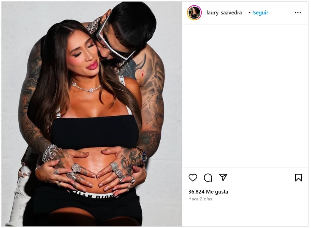 Laury Saavedra presumió fotografías con Anuel AA mientras aún se encuentra embarazada.