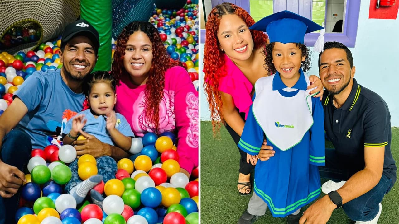 Cristhian Nieto y de su esposa, Nicole Burgos, con sus hijos, Thiago y Sophie.