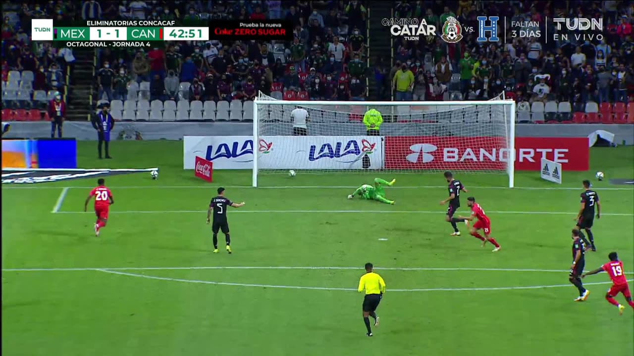 ¡GOL!  anota para Canadá. Jonathan Osorio