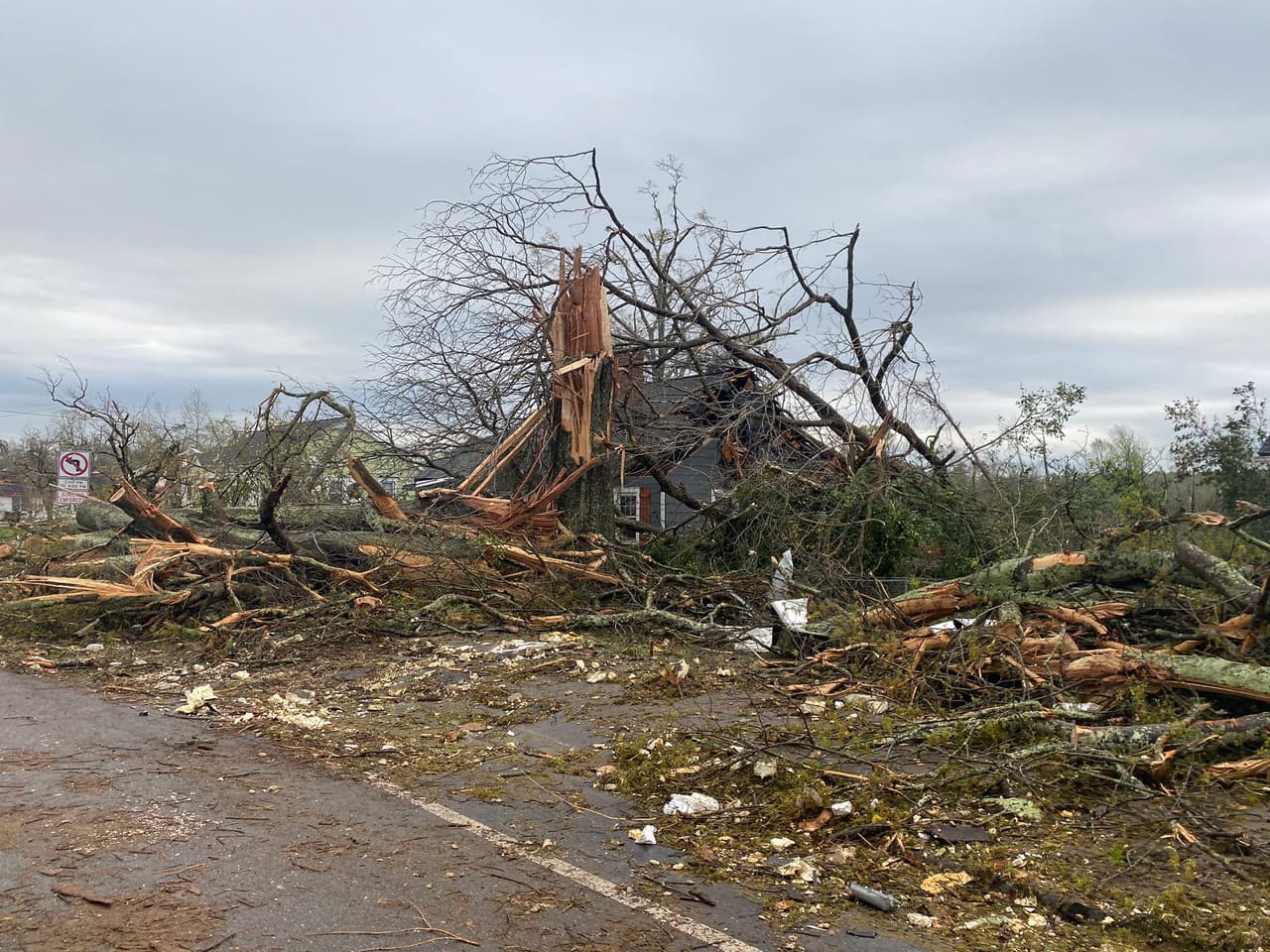 La ciudad de Newnan, incluida LaGrange Street y Newnan High School, se vio especialmente afectada.