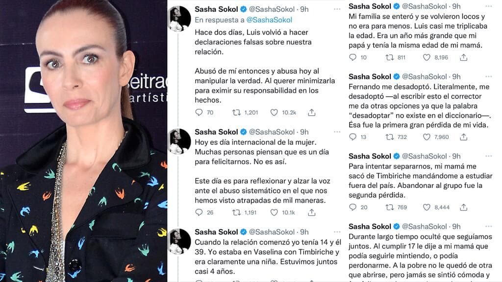 La también actriz dio su versión tanto en Twitter como en Instagram, plataformas en las que ha recibido miles de comentarios solidarios. Entre los mensajes que se leen en sus publicaciones se encuentran los de algunos excompañeros de Timbiriche, agrupación que estuvo a cargo del productor.