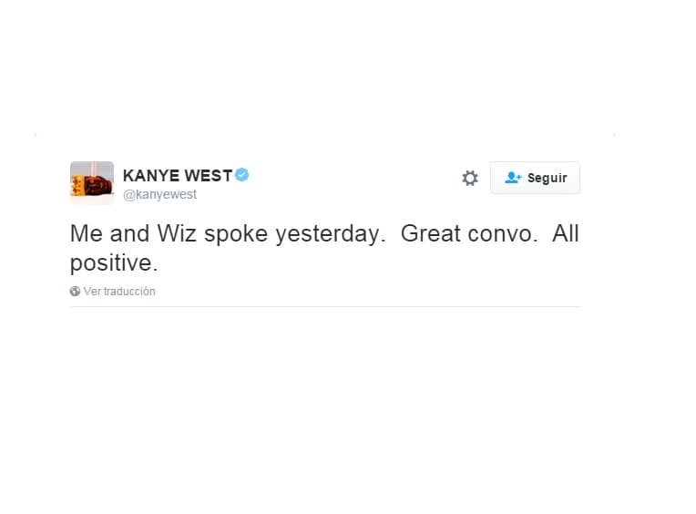 Luego del tremendo alboroto que se armó, el rapero mandó un mensaje, dejando en claro que ahora está más tranquilo. "Wiz y yo hablamos ayer, fue una gran conversación. Todo positivo".