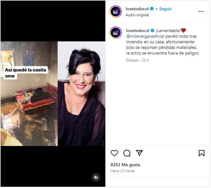 Así quedó la casa de Mile Vergara tras en incendio.