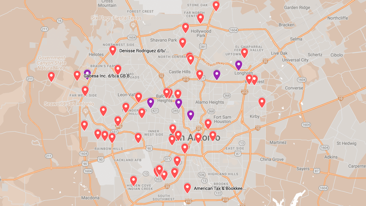 Entra
<a href="https://www.google.com/maps/d/edit?mid=1Vv3YwhPY32YcdvS6a3xIPxa4KoxMzK4&usp=sharing" target="_blank">a este mapa</a> para ver las direcciones y teléfonos de los agentes autorizados por el IRS.