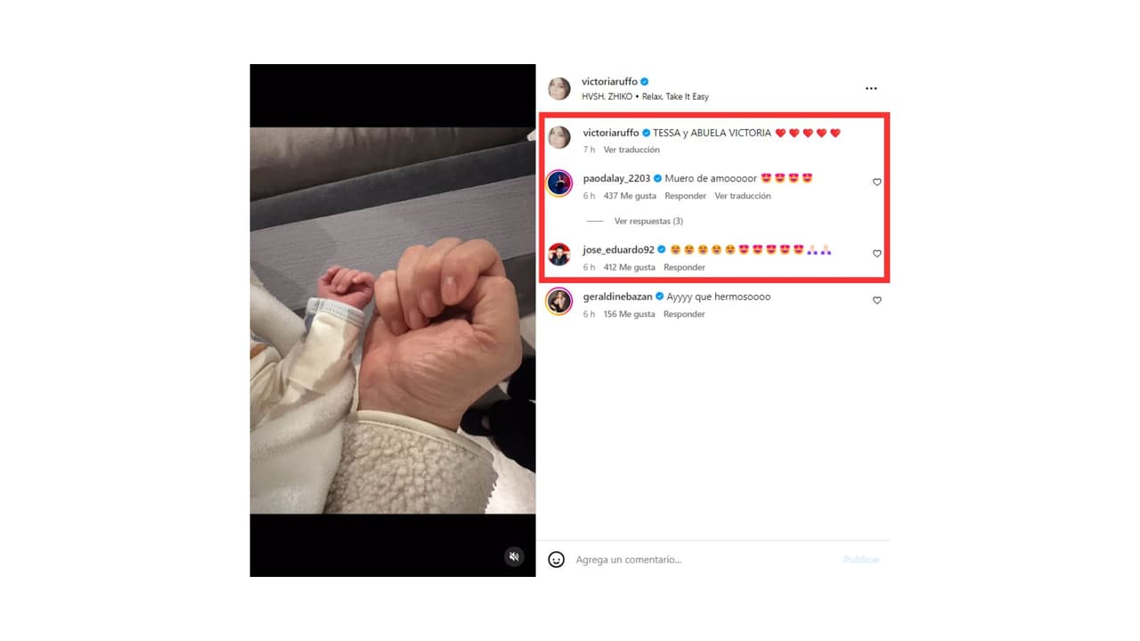 Victoria Ruffo y su primera foto con Tessa.