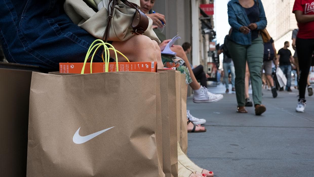 A Nike shopper in Soho, New York.