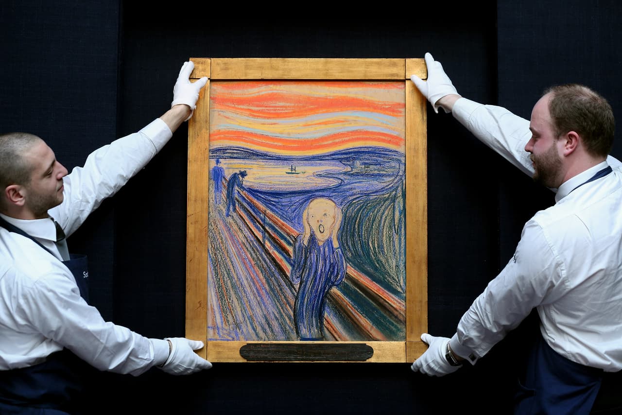 <b>El grito, de Edvard Munch. </b>Esta obra fue adquirida por la familia real de Qatar por 119,9 millones de dólares en 2012. Fue pintada en 1895.