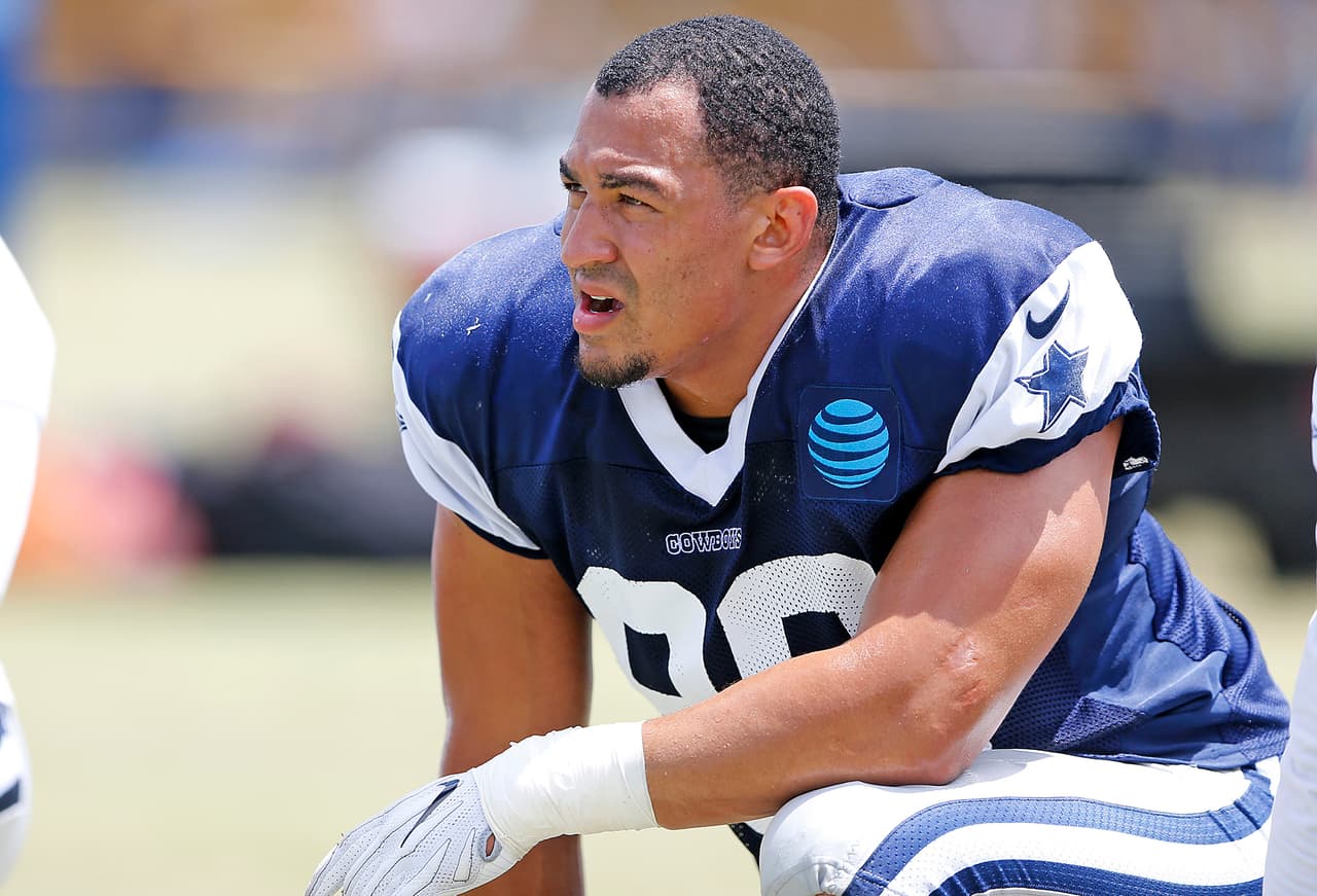 Dallas Cowboys defensive end Tyrone Crawford (98) during an NFL training camp, Tuesday, August 1, 2017 in Oxnard, California. (James D Smith via AP)