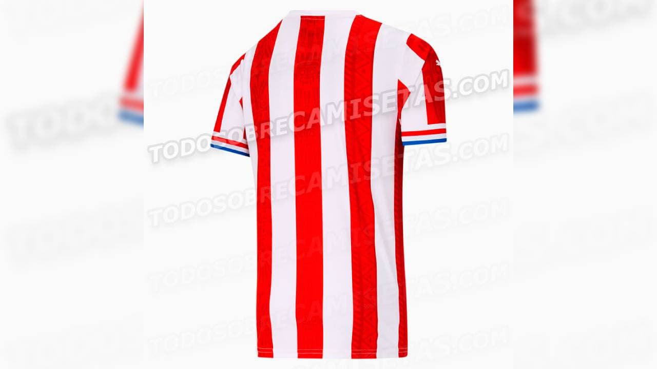 La versión de aficionado luce el cuello redondo y conserva el estilo del jersey de local.