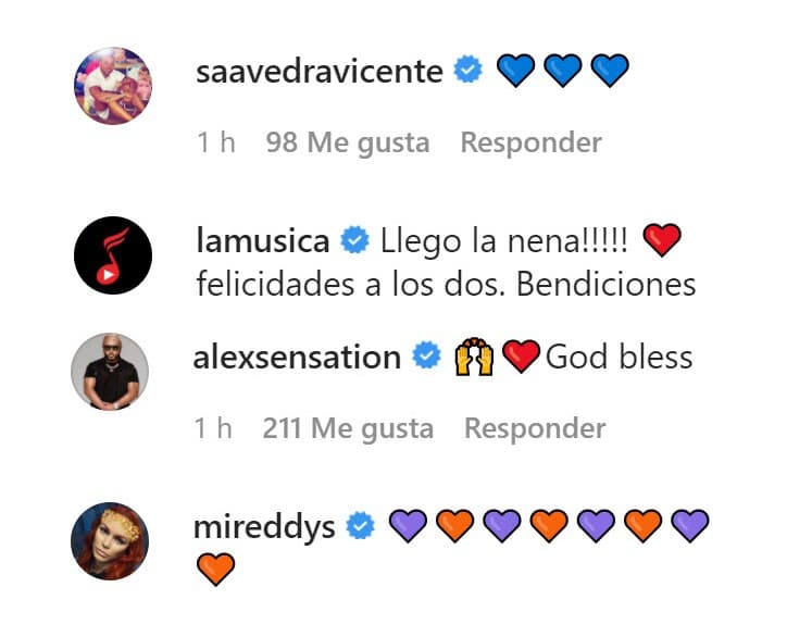 Otras celebridades del mundo de la música también compartieron la felicidad de Natti y Raphy.