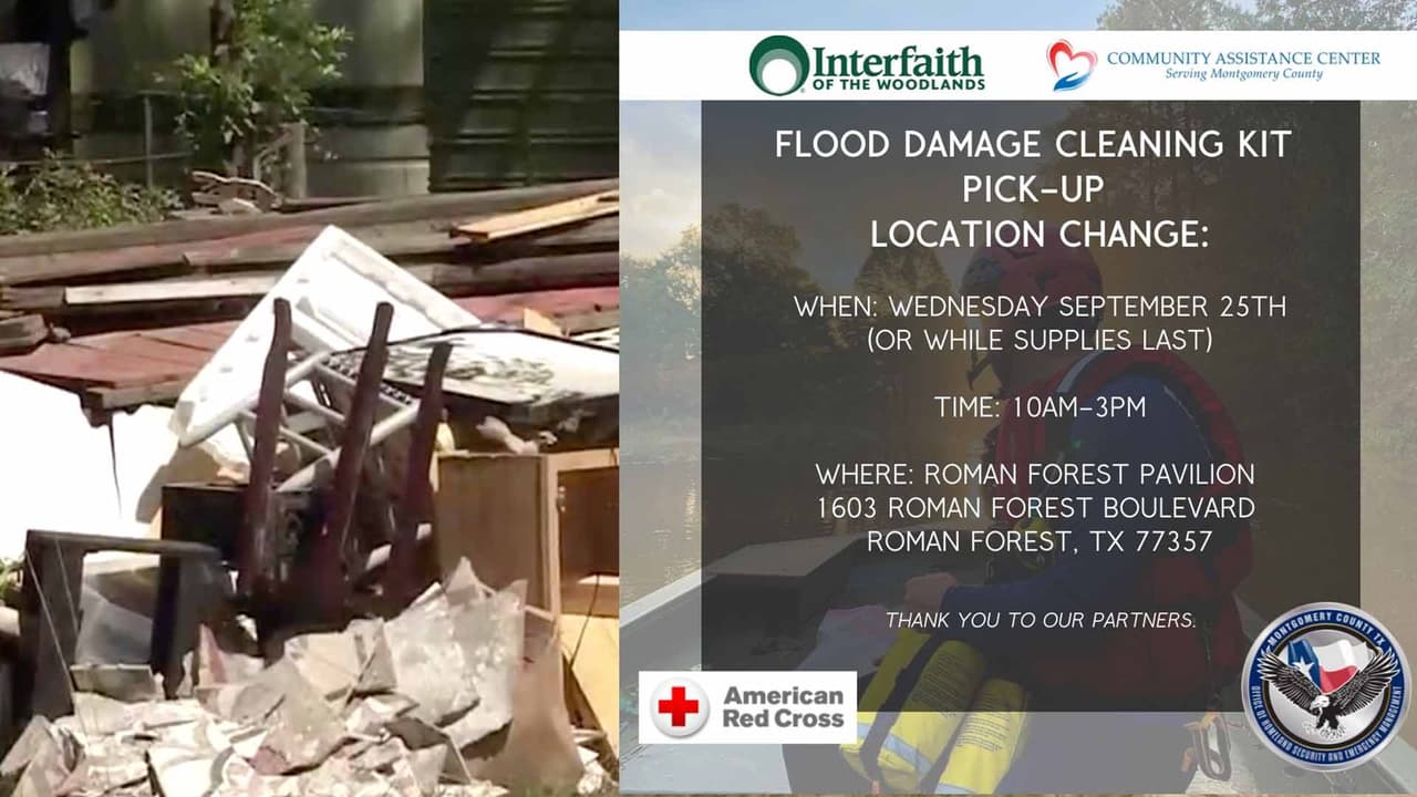 Continúa la distribución de equipos de limpieza para afectados por Imelda en el condado Montgomery